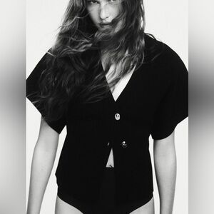 BASIC KNIT SHORT SLEEVE CARDIGAN